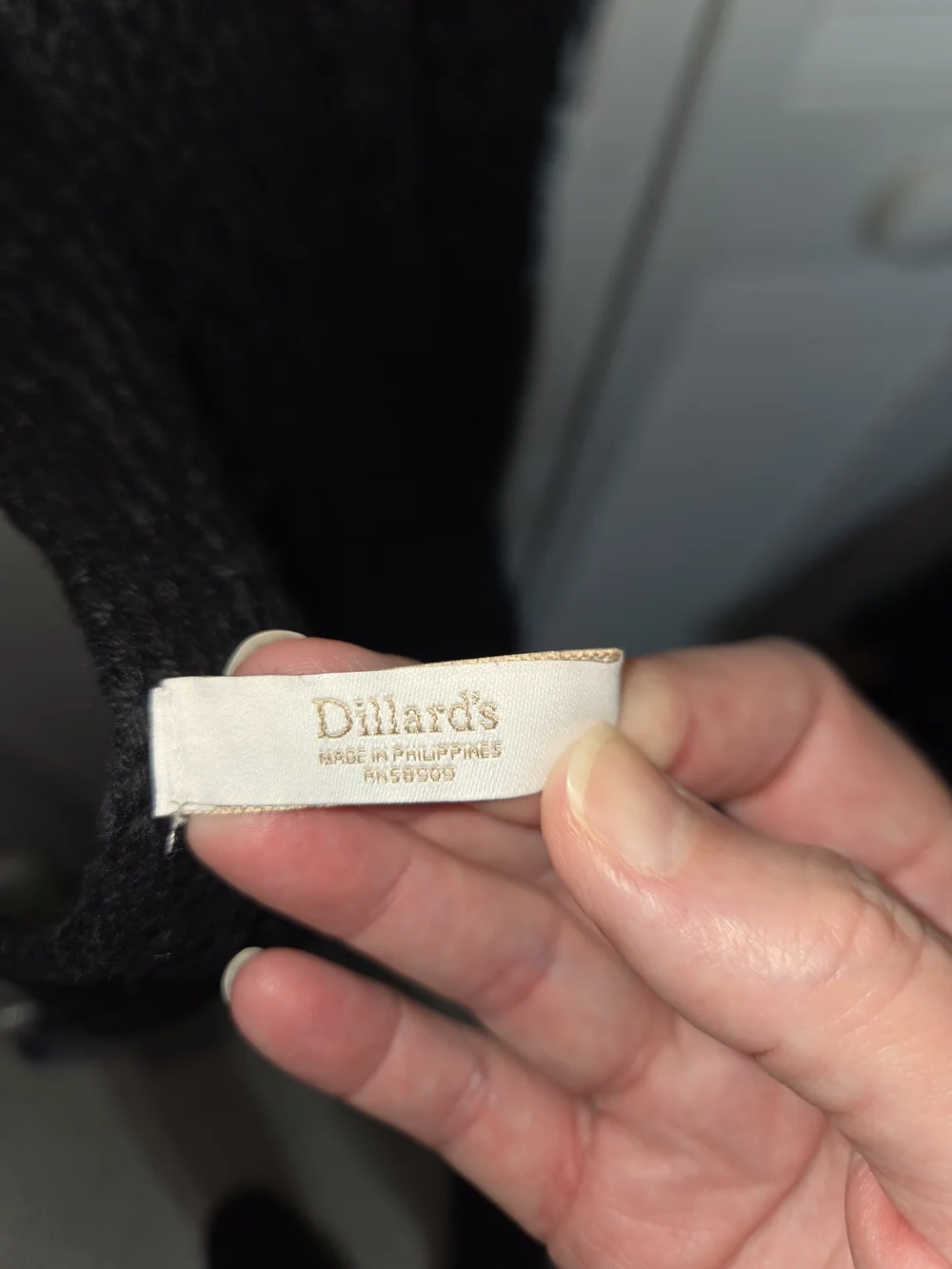 Dillards Black Crochet/Knit Scarf